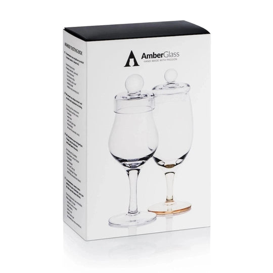 Amber Tasting Box – 2 Hand - Blown Whisky Glasses with Lids – Amber Glass - Mood4whisky