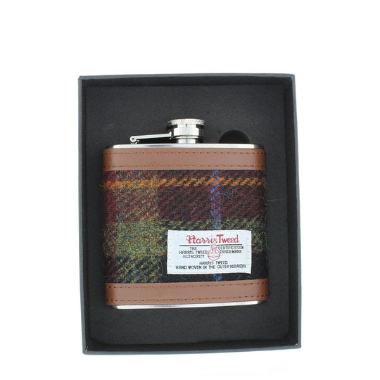 Glen Appin – Hip Flask – Harris Tweed – Rust Check – 177 ml - Mood4whisky