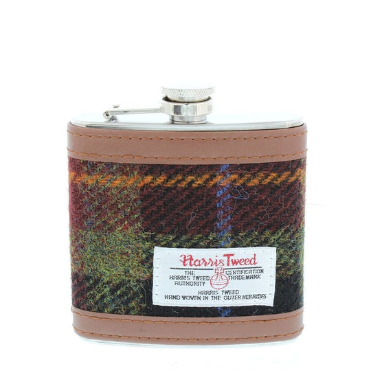 Glen Appin – Hip Flask – Harris Tweed – Rust Check – 177 ml - Mood4whisky
