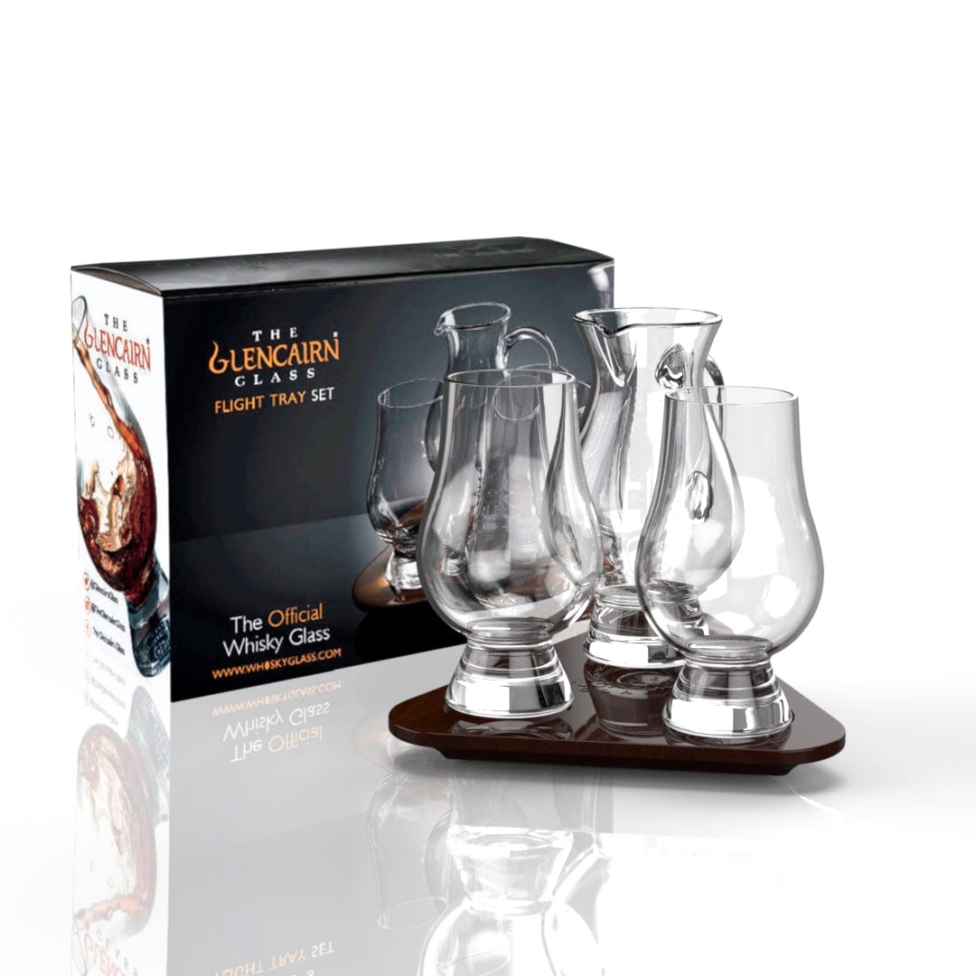 Glencairn – Flight Tray Whisky Set – Oak and Crystal – 3 Pieces - Mood4whisky