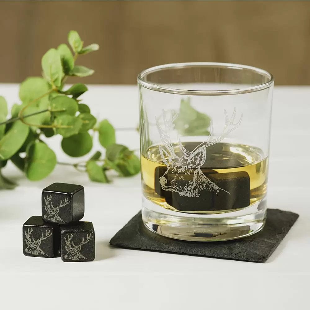 Just Slate Company – Whisky Stones – Engraved Stag – Gift Set - Mood4whisky
