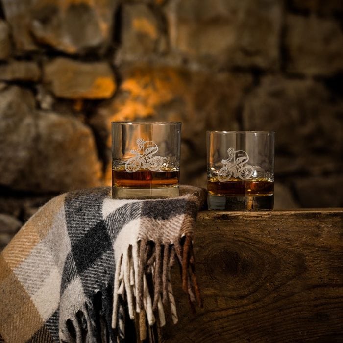Just Slate Company – Whisky Tumbler – Engraved Cycling – Set of 2 - Mood4whisky
