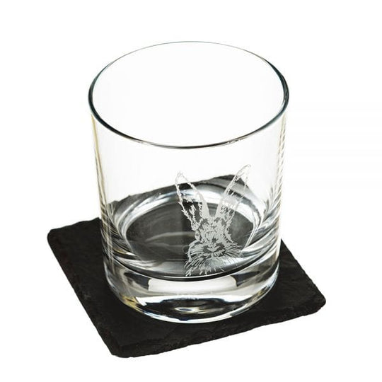 Just Slate Company – Whisky Tumbler Set – Engraved Hare – Gift Box - Mood4whisky