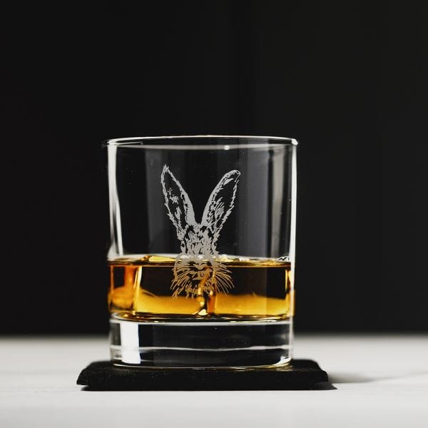 Just Slate Company – Whisky Tumbler Set – Engraved Hare – Gift Box - Mood4whisky