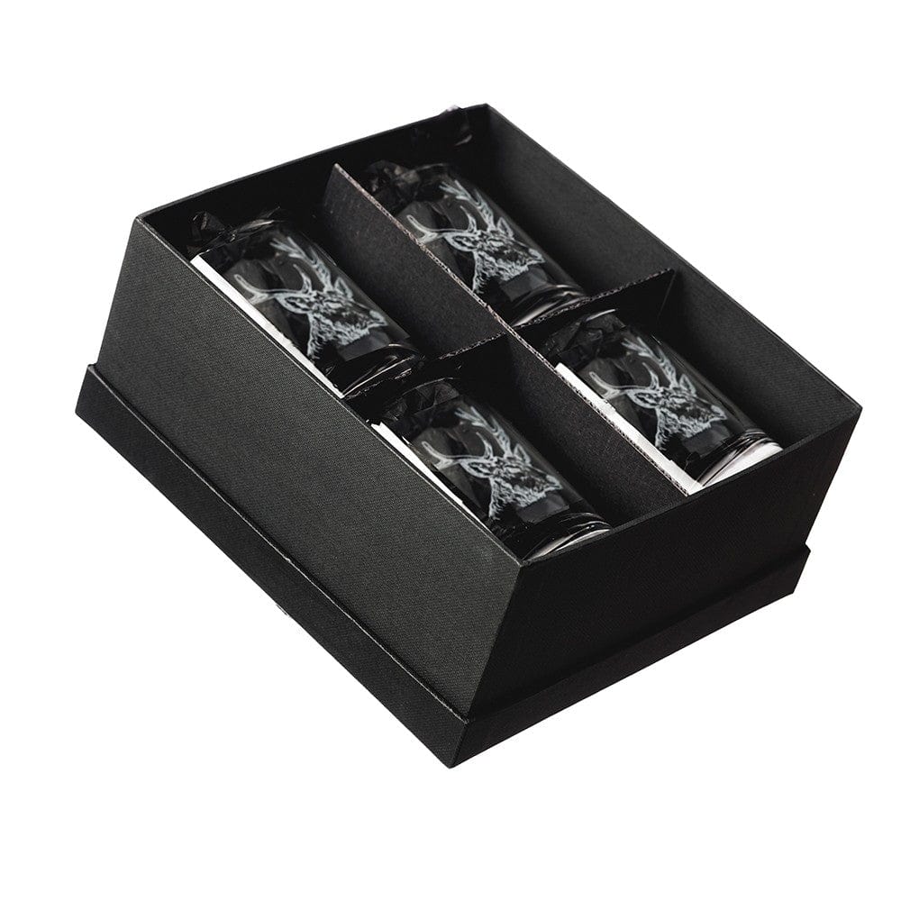 Just Slate – Whisky Tumblers – Stag Engraving – Set of 4 - Mood4whisky