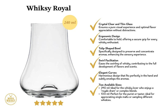 Royal Whisky Glass – Tulip Design – 240 ml – Gift Carton - Mood4whisky