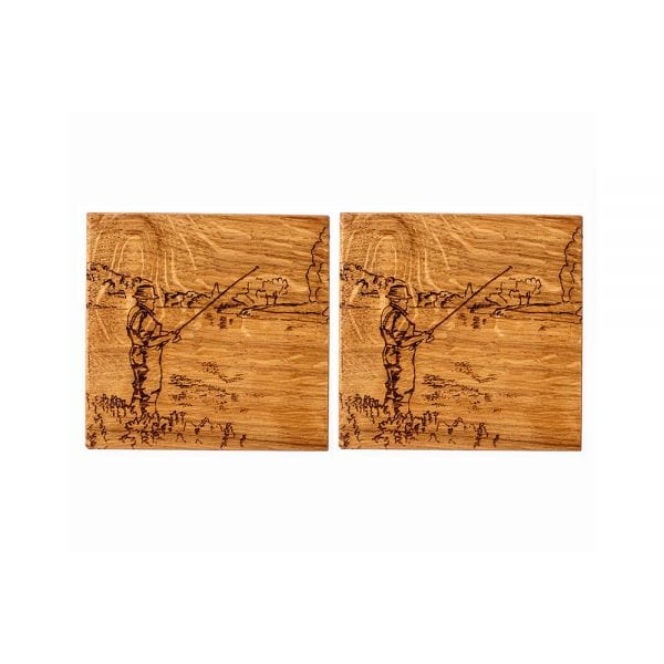 Scottish Craft – Coasters – Fishing Oak – Set of 2 - Mood4whisky