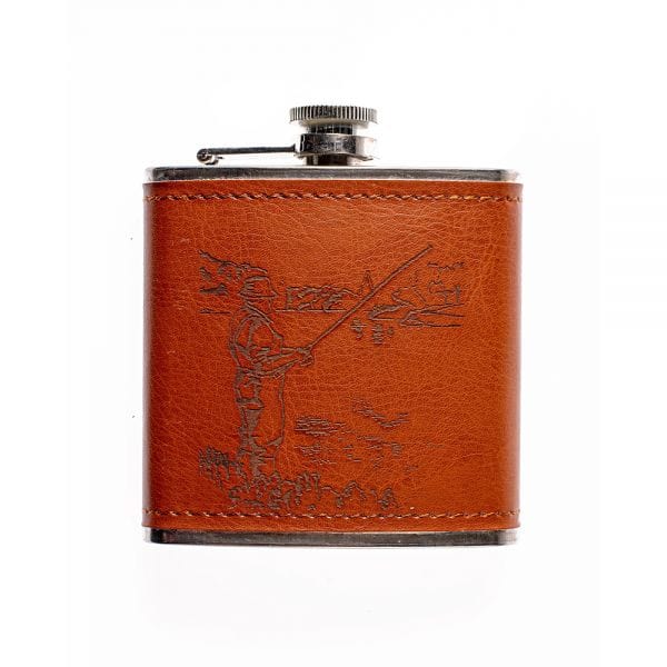 Selbrae House – Hip Flask – Leather – Fishing Design – Gift Boxed - Mood4whisky